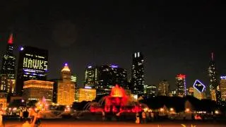 CHICAGO'S BUCKINGHAM FOUNTAIN LIGHT SHOW AT NIGHT * IN REAL TIME SUMMER 2013 1080p HD