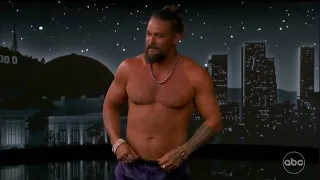 Watch Aquaman Jason Momoa Posing Almost Nude in Kimmel Show