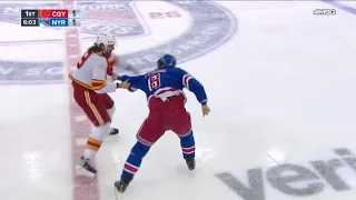 Rough stuff from the Calgary Flames vs New York Rangers game