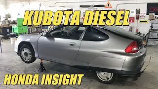 S3 E33. 3 cylinder Kubota D722  diesel powered Honda Insight project has begun