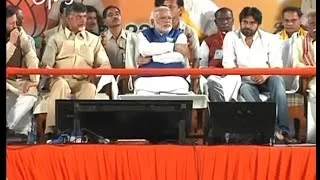 Chandra Babu, Narendra Modi & Pawan Kalyan Shares A Stage In Hyderabad