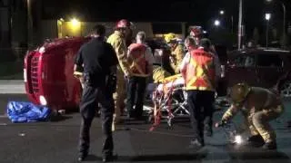 NEW WESTMINSTER CAR CRASH ROLL OVER RESCUE ON E.COLUMBIA ST BY BCNEWSVIDEO