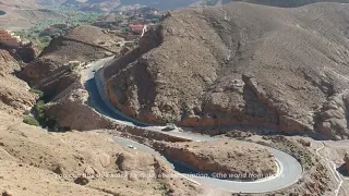 Flying over a Street near Dadès Gorges in Morocco with Drone from above (Aerial)