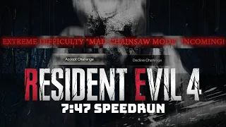 Mad Chainsaw Mode Under 8 Minutes - No TMP - Resident evil 4 Remake Chainsaw Demo "Speedrun" 7:47