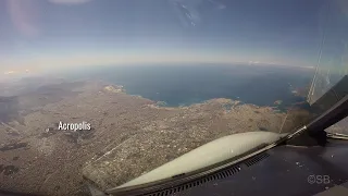 Athens Airport, Greece: Approach over the city and landing  runway 03L. ATH / LGAV. Cockpit view. 4k