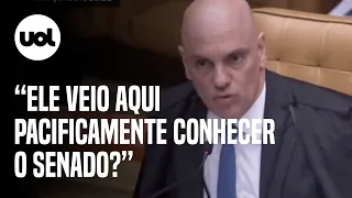 Com palavrões, Moraes lê transcrição de vídeo de invasor do Senado e ironiza: ‘Passeio pacífico?’