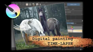 Horses - #Krita digital painting time-lapse