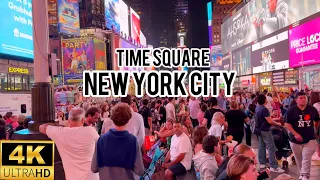 Time Square Night Walking tour in New York City, 4K Video TRAVEL