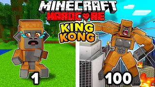 I Survived 100 DAYS as KING KONG in HARDCORE Minecraft!