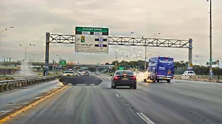 IDIOT IN CONVERTIBLE CAUSE HIGHWAY CRASH