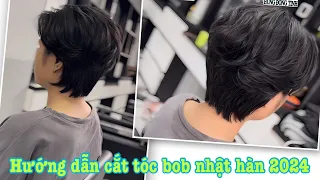 Hướng dẫn cắt tóc bob nhật hàn và cách xử lý phần gáy tóc bị mọc lệch hướng | salon hùng đông tinh