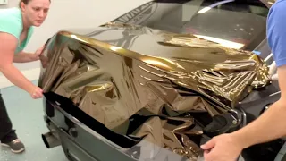 Subaru BRZ trunk wrapped in KPMF Gloss Copper Starlight iridescent vinyl time lapse.