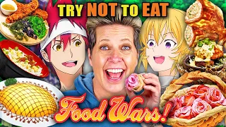 Try Not To Eat - Food Wars! (Curry Risotto Omurice, Hanetsuki Gyoza, Queen's Tart)