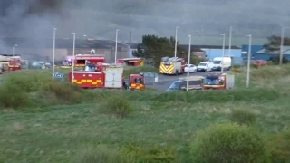 Fire at Maryport Cumbria fire engines tackle blaze