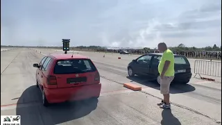 VW Polo 1.9 TDI vs Renault Twingo 2.8 V6 drag race 1/4 mile 🚦🚗 - 4K