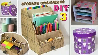 3 simple ideas diy organizers for storage things  from cardboard