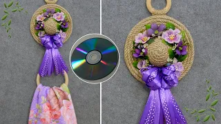 Wonderful idea for the KITCHEN👒Hat with flowers - DIY towel holder🌺CD recycling