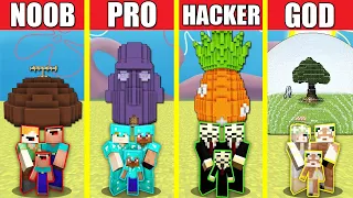 Minecraft Battle: SPONGEBOB HOUSE BUILD CHALLENGE - NOOB vs PRO vs HACKER vs GOD / Animation WATER