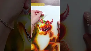 Drawing Bowser 🌟 coloured pencils / markers / airbrush #drawingtutorial #art #nerdart #pencilsketch