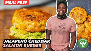 Stuffed Jalapeno Cheddar Salmon Burger