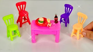 DIY How to Make Polymer Clay Miniature Dining Table and Chair Set | Mini Polymer Clay Furniture
