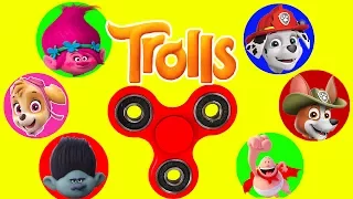 Trolls Fidget Spinners Game with Paw Patrol Marshall, Poppy, Bergens and Surprise Toys