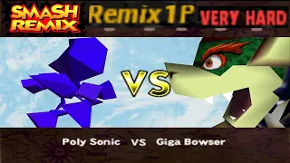 Smash Remix - Classic Mode Remix 1P Gameplay with Polygon Sonic (VERY HARD)