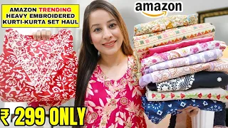 Amazon Partywear Kurti/Kurta Set Haul Starting 299🌟Embroidery & Sequence Special Designer Kurta sets