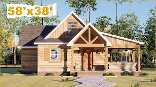 58'X38' Stunning Cabin House With A Beautiful Loft + Screen Patio + 3 Bedroom + 1 Bathroom