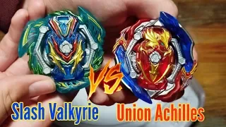 BATTLE OF CHAMPIONS!!! UNION ACHILLES VS SLASH VALKYRIE beyblade burst gt