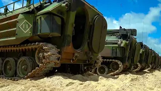 U.S. Marines conduct waterborne operations with Amphibious Assault Vehicles