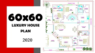 16 MARLA 60x60 HOUSE PLAN DESIGN || 3 BHK HOUSE PLAN || 3600 SQ FT HOUSE MAP -Plan#80