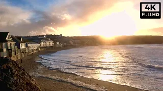 St Ives - Storm Eunice chasing turns into lovely sunset walk - Cornwall Guide 4K Video