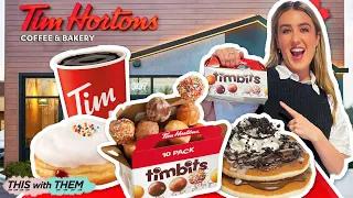 Trying all the TimBits at Tim Horton's UK! 😲