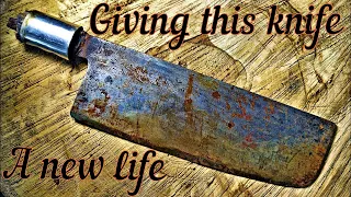 Restoring Nakiri Knife. Japanese Vegetable Knife Restoration