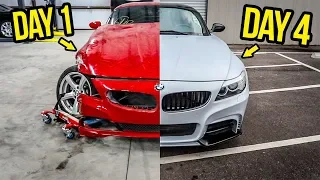 Rebuilding (And Modifying) A DESTROYED BMW Sports Car In 4 Days