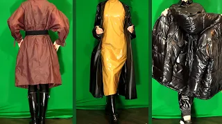 Vintage Nylon trenchcoat | Vinyl raincoat | Shiny Jacket | Try on Haul |  Video Fragments