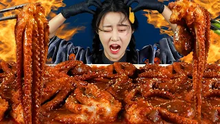 MUKBANG ASMR | Extreme Hot🔥! Spicy Stir-Fried Octopus Bibimbap Noodles Eat Korean Eatingshow 아라 Ara