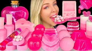 ASMR MUKBANG, Pink Dessert, Edible Nail Polish, GameBoy, Heart Drink, Raspberry Jelly, Sour Candy 먹방