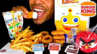 ASMR | BURGER KING KIDS MEAL | CHICKEN NUGGETS FRIES ONION RINGS | ANGRY BIRDS TOY | MUKBANG