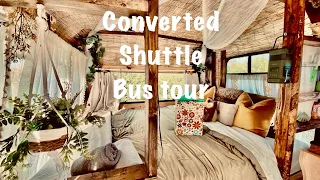 TOUR inside this CHEAP & SIMPLE Shuttle Bus build converted to a Tiny Home for UNDER $5K