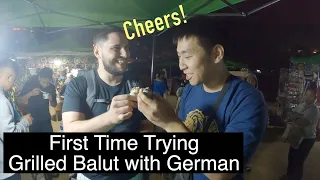 Korean try Grilled Balut with German for the First time