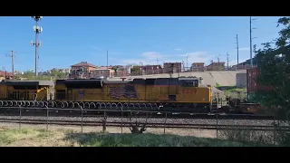 Union Pacific and Amtrak trains in downtown El Paso TX 07/17/21