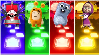 Oddbods Vs Choo Choo Charles Vs Grizzy And The Lemmings Vs Masha And The Bear - Tiles Hop EDM Rush