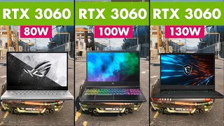 RTX 3060 80W vs 100W vs 130W Laptop Comparison | 10 Games Tested