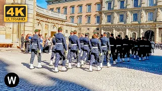 Changing of the Guard at the Royal Palace in Stockholm 🇸🇪 Walking Tour Sweden 4K