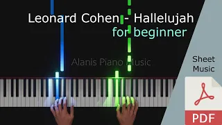 Leonard Cohen - Hallelujah (Shrek version) FOR BEGINNER - Piano Tutorial Sheet Music PDF