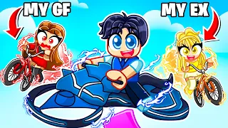 My GIRLFRIEND vs EX GIRLFRIEND In Roblox BIKE OBBY! (I Spent $100,000)