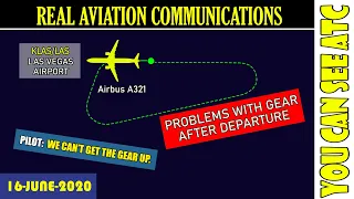 (Real ATC) “WE CAN’T GET THE GEAR UP” | American A321 returned back | Las Vegas McCaran airport.