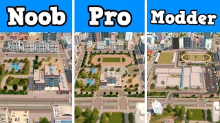 Noob VS Pro VS Modder - Building a city high school in Cities: Skylines